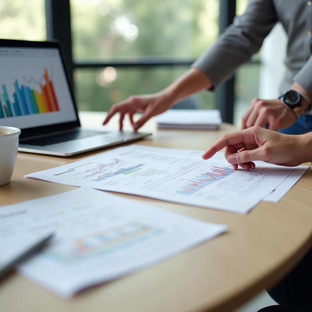 Professional consultation meeting with documents and laptop