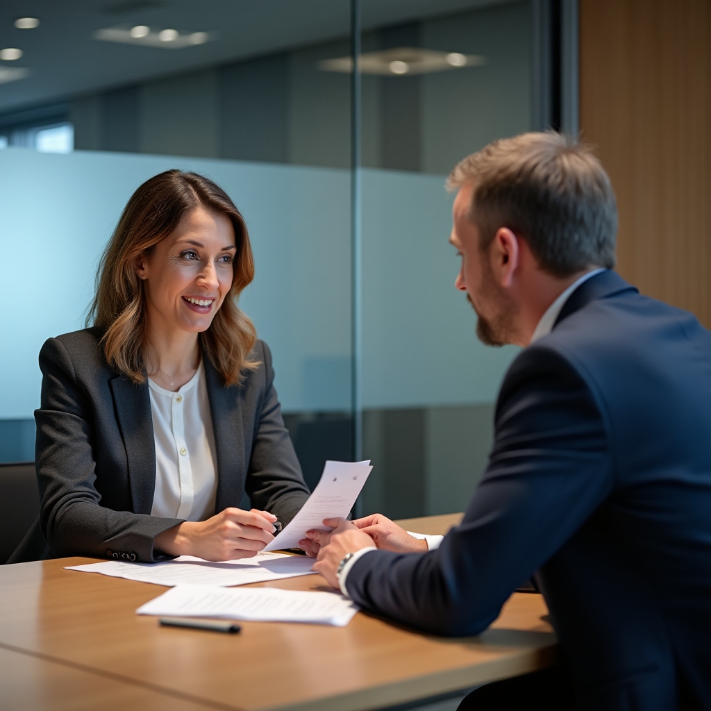 Consultant working with a client on budget analysis