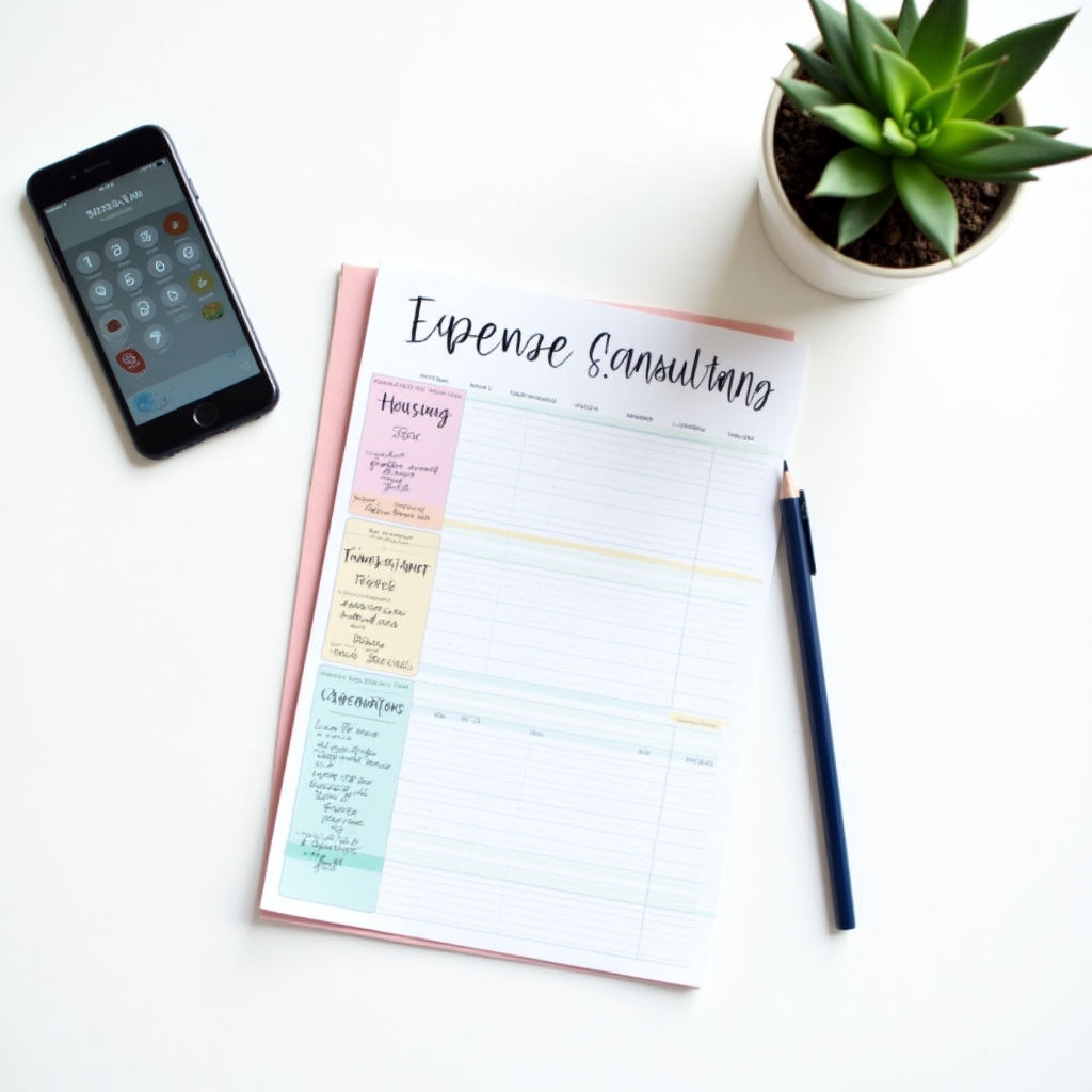 Expense analysis worksheet being reviewed during session